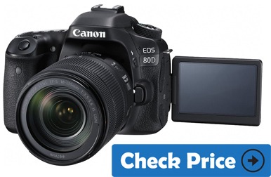 Canon EOS 80D best vlogging camera with flip screen